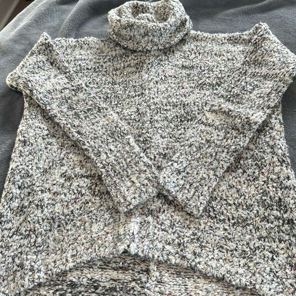 Lou & Grey for LOFT Metallic Hi Low Turtleneck Sweater